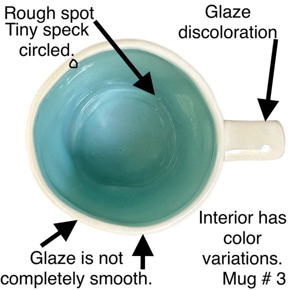 Rae Dunn TEA Mug White Teal Interior Black Large Letter Dimples NWT 2017 OG - Picture 8 of 13